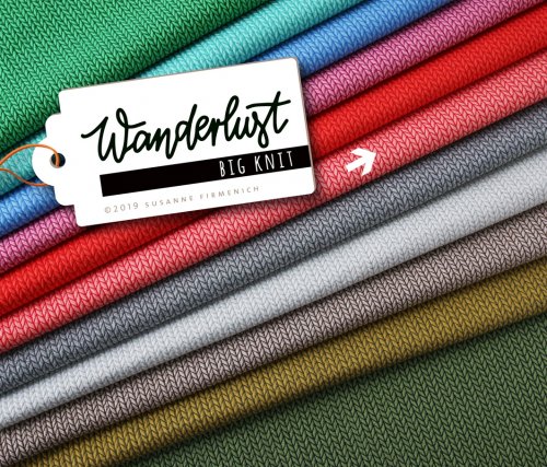 RESTSTÜCK 50cm !!! - Bio Jacquard Jersey - Big Knit - nude/flamme - Wanderlust - Hamburger Liebe